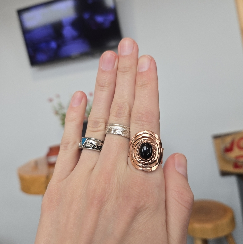 Onyx Stone Copper Ring